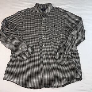 Ralph Lauren Shirt Mens Size XXL Black Gingham Check Classic Fit Button Preppy